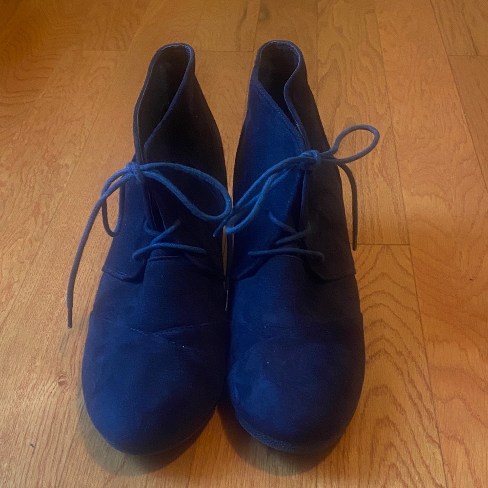 Dream Pairs Lace Up Suede Ankle Wedge Heel Booties